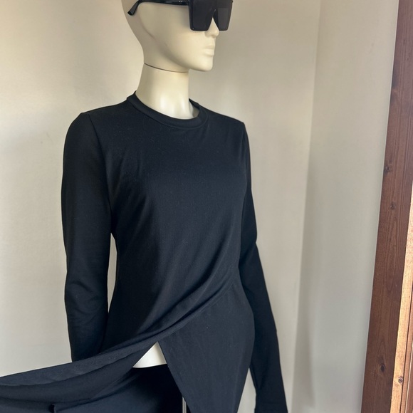 SHEIN Tops - SHEIN Black Asymmetrical Long Sleeve dress or long Top L